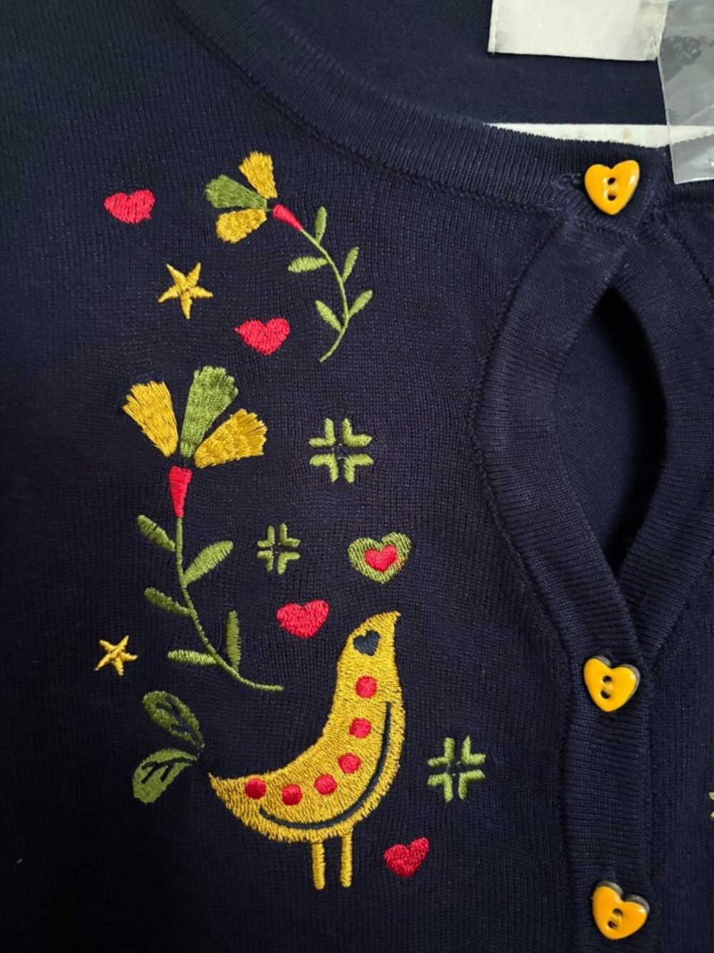 Royal Monk Navy Blue Embroidered Cardigan Heart Buttons Vintage Style XL - Picture 13 of 16